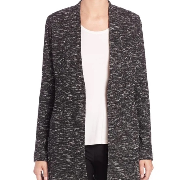 EILEEN FISHER | Tweedy Cotton Knit Open Front Cardigan Sweater, Size M - Picture 8 of 8